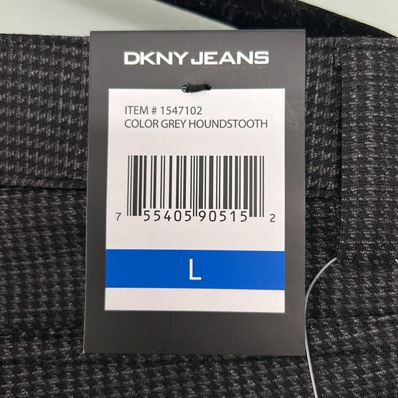 NWT - DKNY Jeans Ponte Zipper front Pant, Grey Houndstooth, size L - Picture 6 of 10